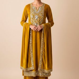 Yellow Velvet Dress