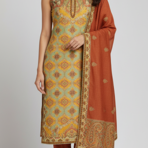 Dupatta Kurti Pant set Rug pattern